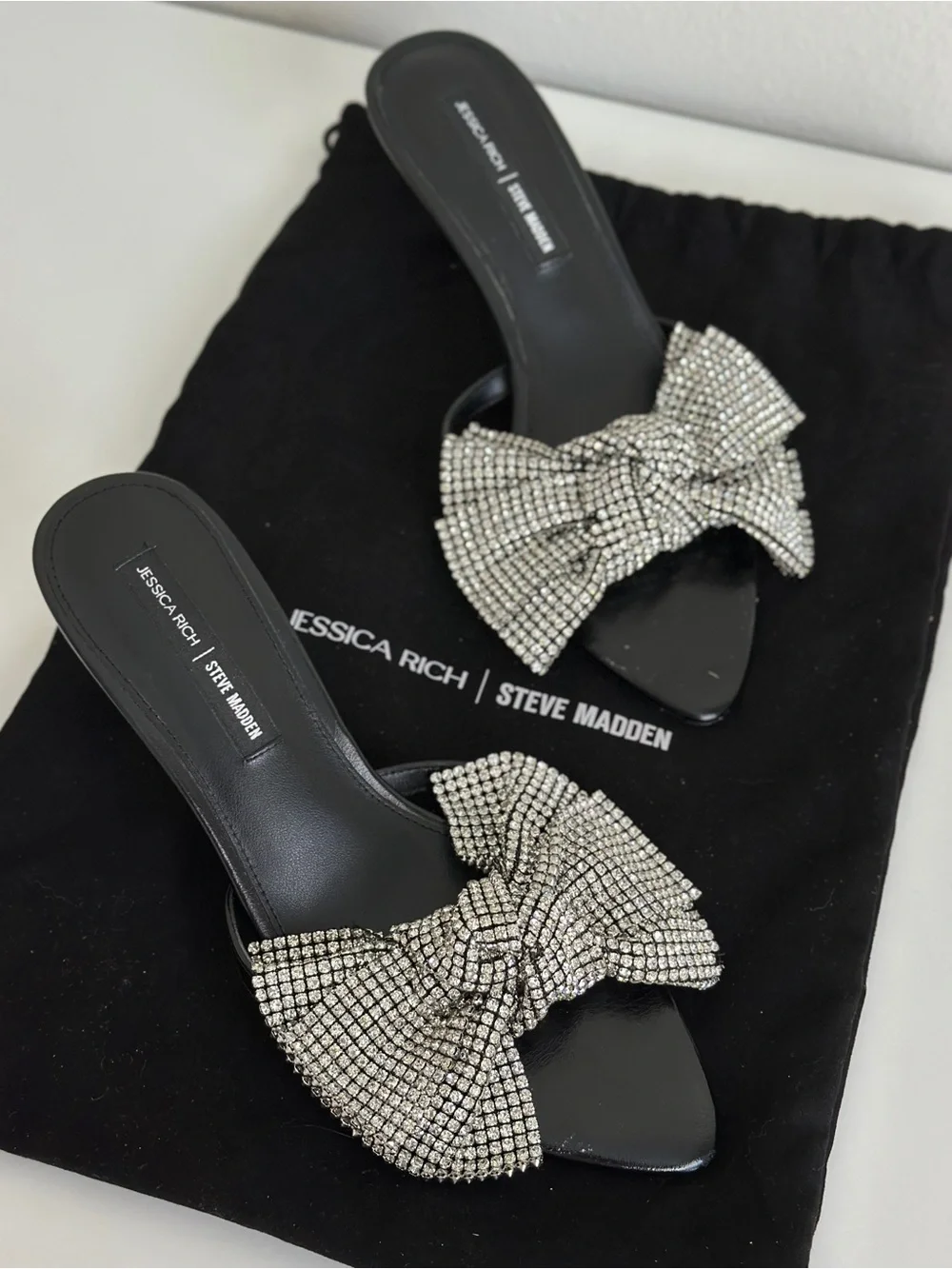 Steve Madden Kitten Heels with Large Crystal Bows